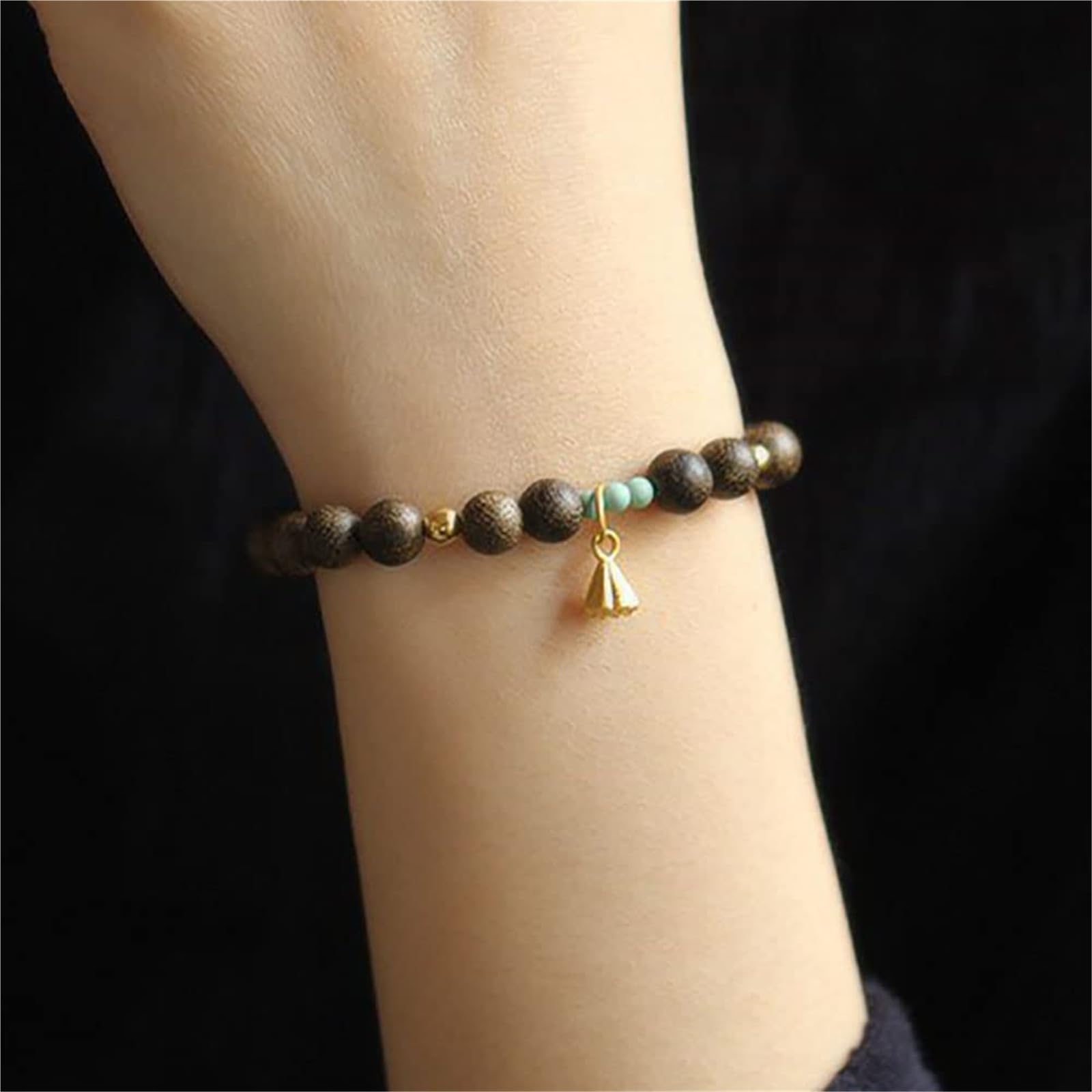 Natürliches vietnamesisches Agarholz-Mala-Armband für Yoga und Meditation, handgefertigte Buddha-Perlen mit Edelsteinen, 6,5 mm Gebetsarmband für Frieden und Gesundheit