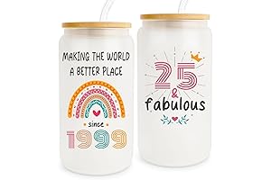 Best 25th Birthday Gifts: Vivulla68's Frosted Glass With Lid And Straw