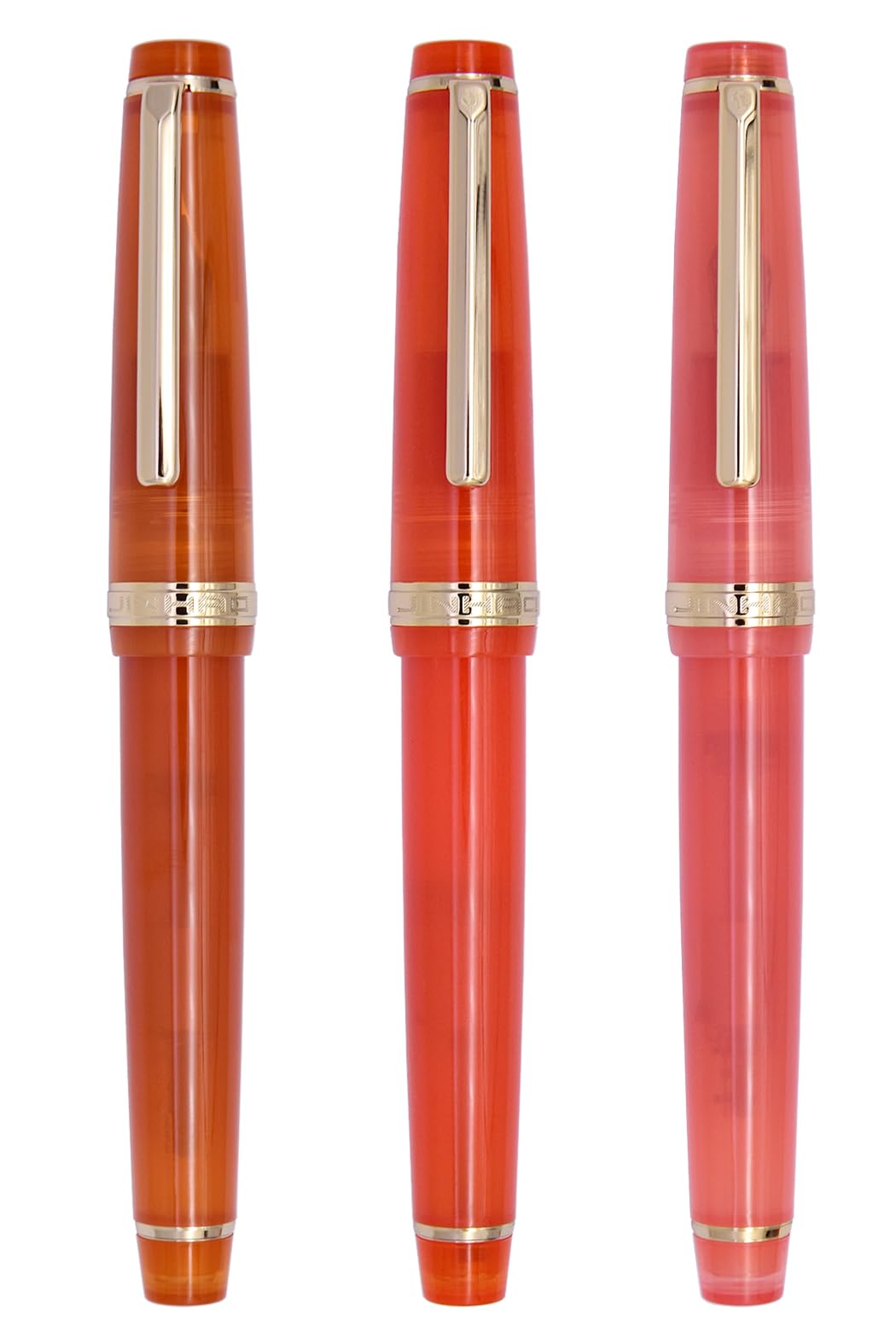 xiaoyu lot de 3 Jinhao 82 stylo plume acrylique, plume iridium, attributs dorés, convertisseur d'encre, stylo à écriture transparente classique et fluide, plume extra-fine (0,38 mm)