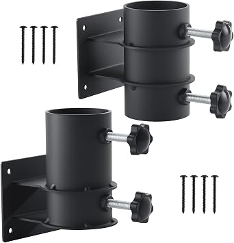 WellMade Heavy Duty Deck Railing Umbrella Holder - Black Carbon Steel Clamp Mount for Patio, Balcony & Outdoor Umbrella Stand Bracket 1 Set
