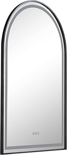 Miniatura 6 de Espejo LED rectangular de gran tamaño con marco negro, de 39 pulgadas de ancho x 26 pulgadas de alto, antiempañamiento, regulable, montaje en pared,