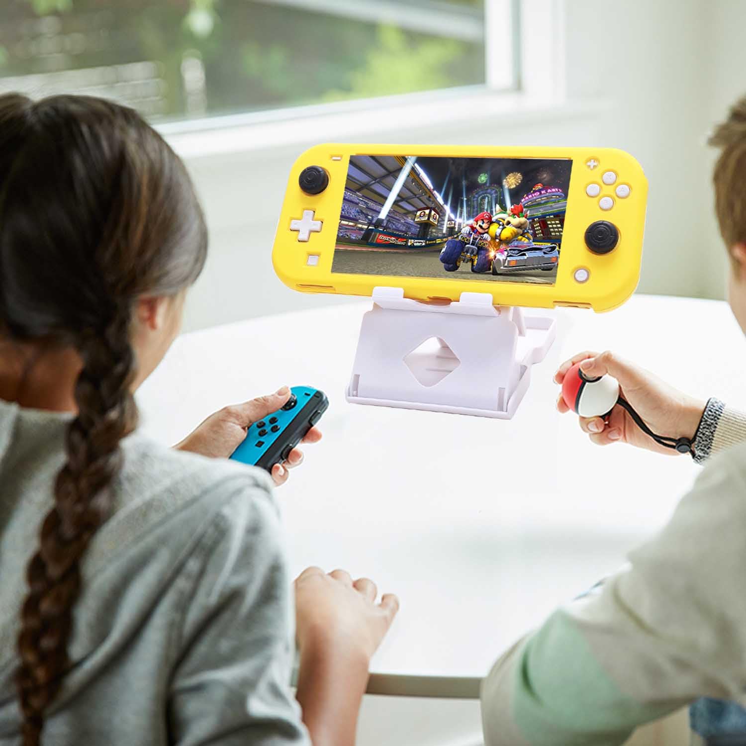 GUTIAL Accessories Bundle for Nintendo Switch Lite - Cute Kawaii NS Lite Accessories kit for Grils Boys Kids with Carrying Case, Cartoon Cover Case, Screen Protector, Stand - Yellow image 4