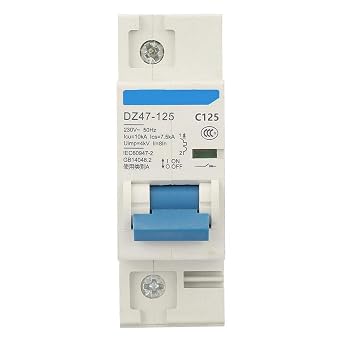 Oumefar 230V 80/100/125A Air Circuit Breaker DZ47-125 1P Current Miniature Circuit Breaker Quick Response Breaker Box Professional Electrical Equipment C125A Circuitbreaker