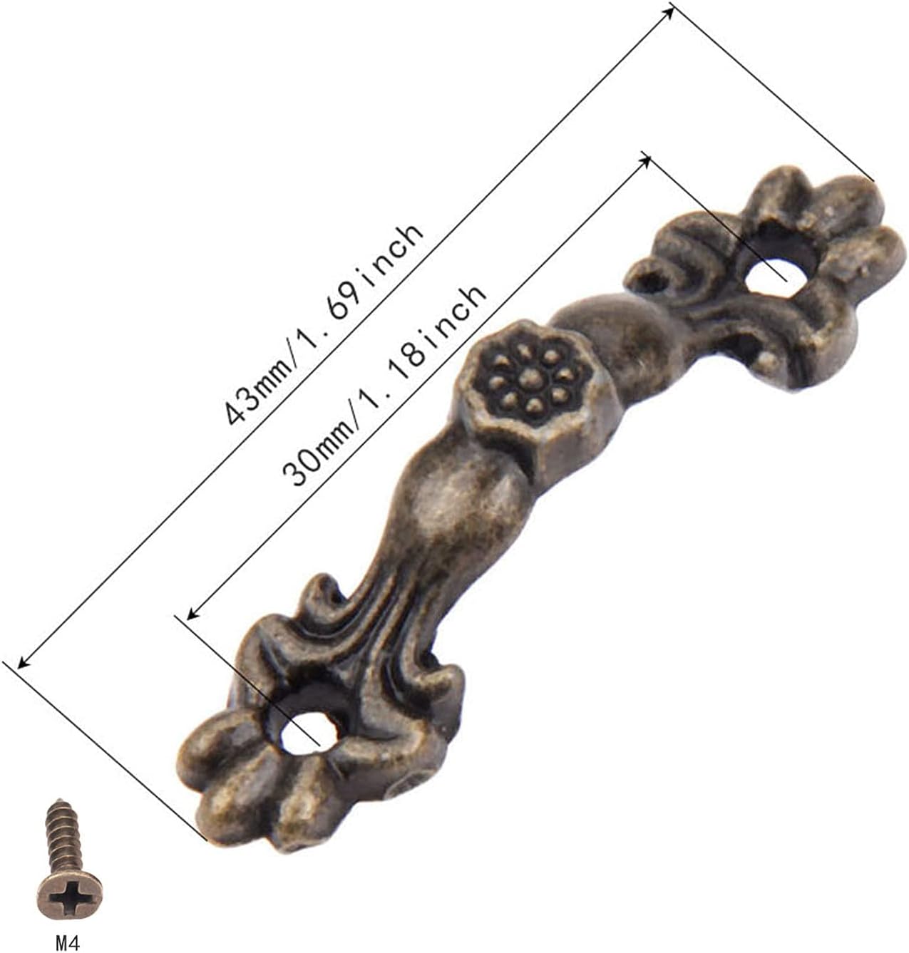 dophee 10Pcs Antique Brass Decorative Pulls Handles for Mini Jewelry Box Drawer Cabinet Chest Decoration Arch Shape - 1.69"x0.43"