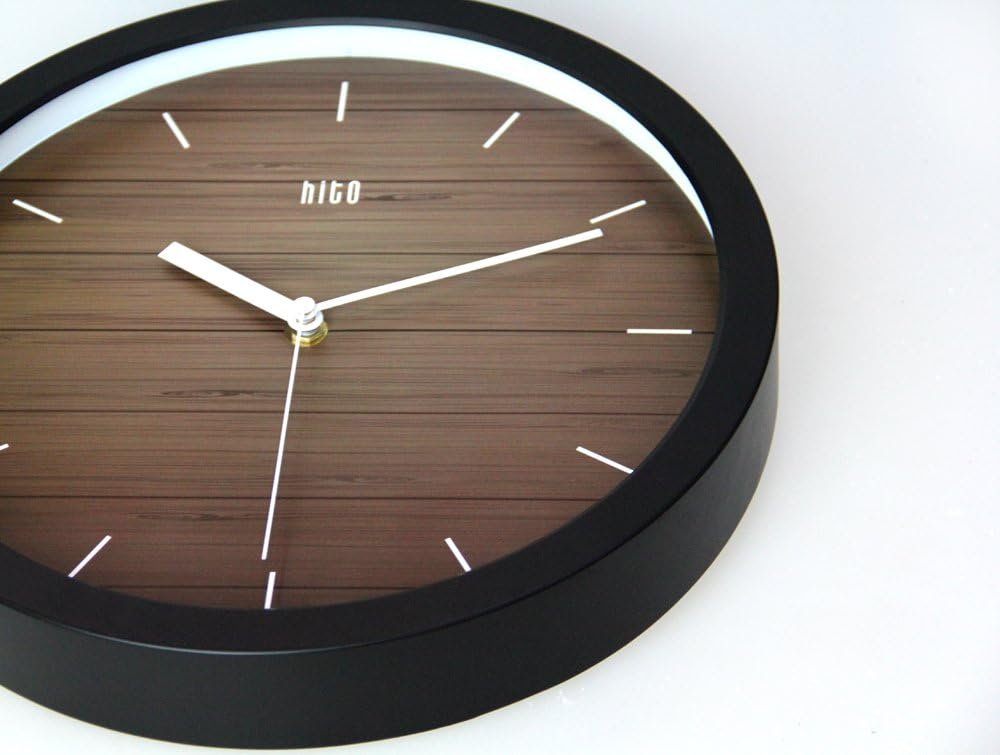 HITO Silent Wall Clock Non Ticking 12 inch Excellent Accurate Sweep Movement, Modern Decorative for Kitchen, Living Room, Bathroom, Bedroom, Office (A blackframe)