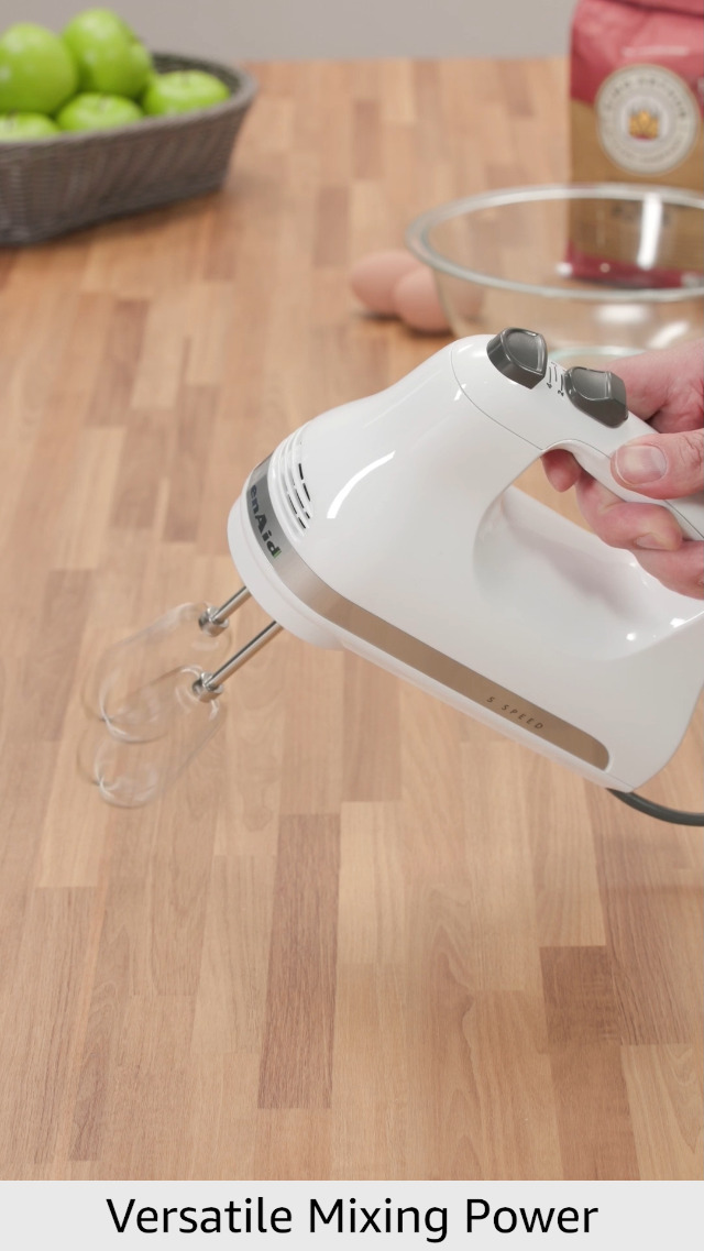 Powerful five-speed hand mixer with stainless steel beaters