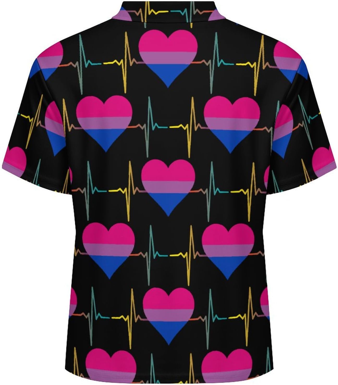 Bisexual Proud Heart Mens Polo Shirt Short Sleeve Top Tee Casual T-Shirt