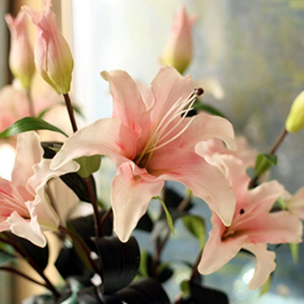 格安saleスタート 造花 花瓶造花とユリの花5個のホームオフィスの結婚式のプラスチック製の花の装飾のための偽のフラワーセット ホームセンターピース Www Rubberdev Gov Lk