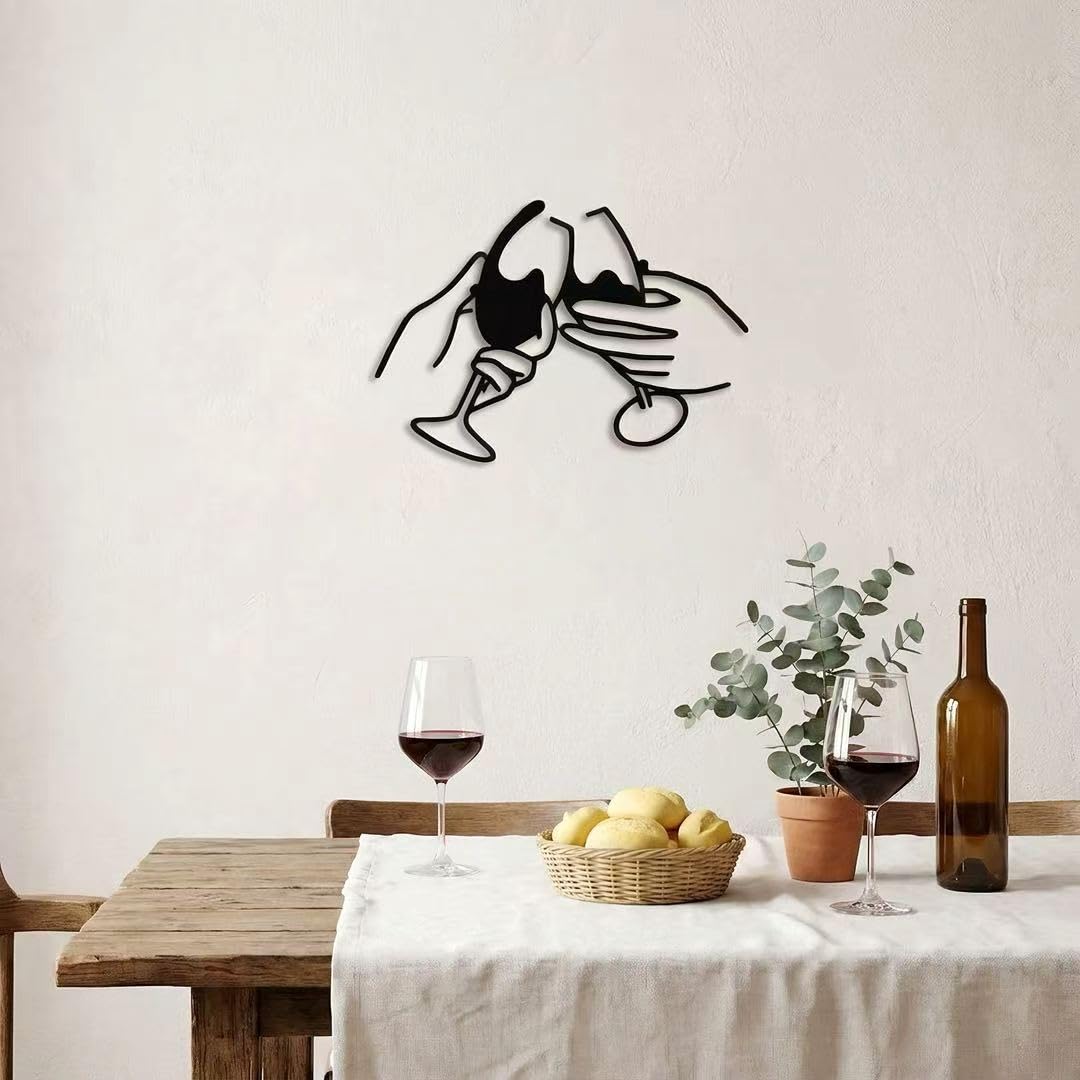 Kxjyqh Metal Wine Sign Wall Art, Lovely Drinking Wine Home Decor, Bar Metal Sign, Modern Bar Decorations, 3D Wall Art Decor Dining Room
