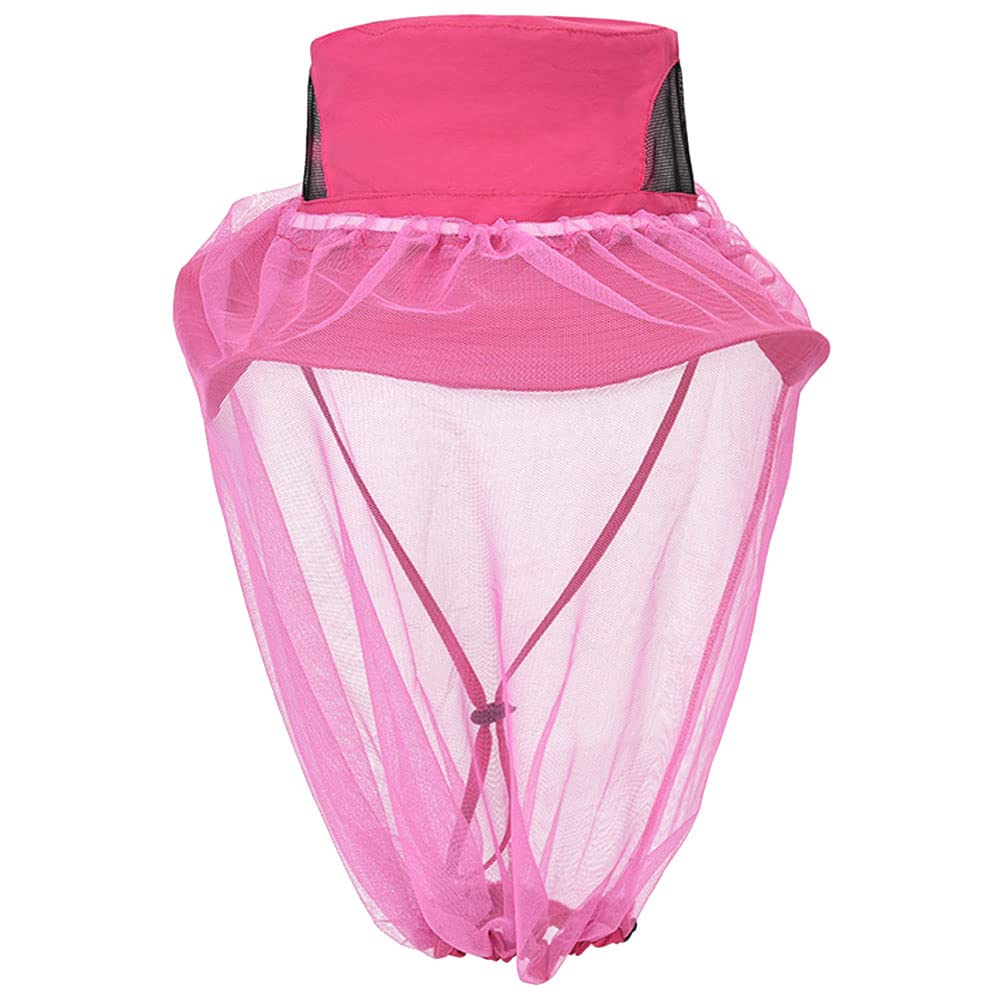 Simiduneur Unisex Pink Beekeeping Hat With Veil Beekeeper Anti-Mosquito Bee Bug Insect Fly Cap Hat With Head Net Mesh Face Protection Outdoor Fishing Climbing Hiking Planting,