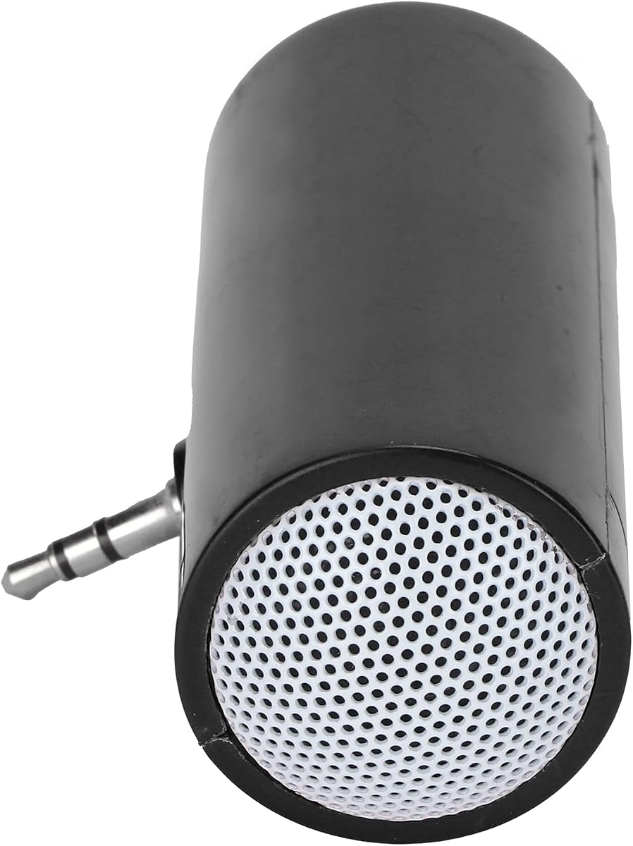 KIMISS Mini altavoz portátil, altavoz tipo almohada con conector estéreo de 3,5 mm, altavoces enchufables, altavoz para teléfono móvil, mini altavoz con entrada auxiliar para teléfonos móviles y tabletas (negro)