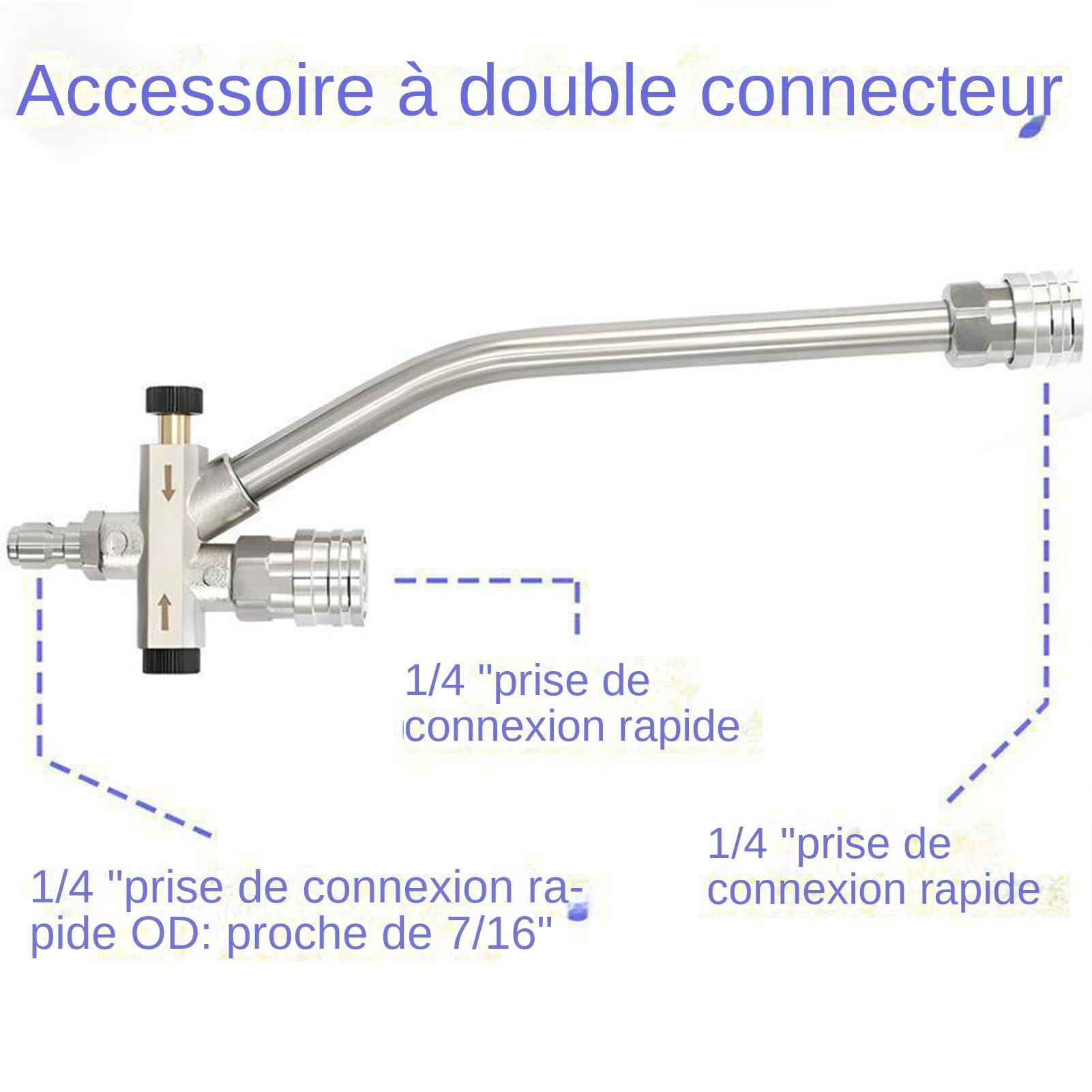 Lanza espuma,Lanza De Espuma Compatible Limpiador De Alta Presión | Conector Doble Cabeza Para Manguera Riego & Lavado Detalle Casa