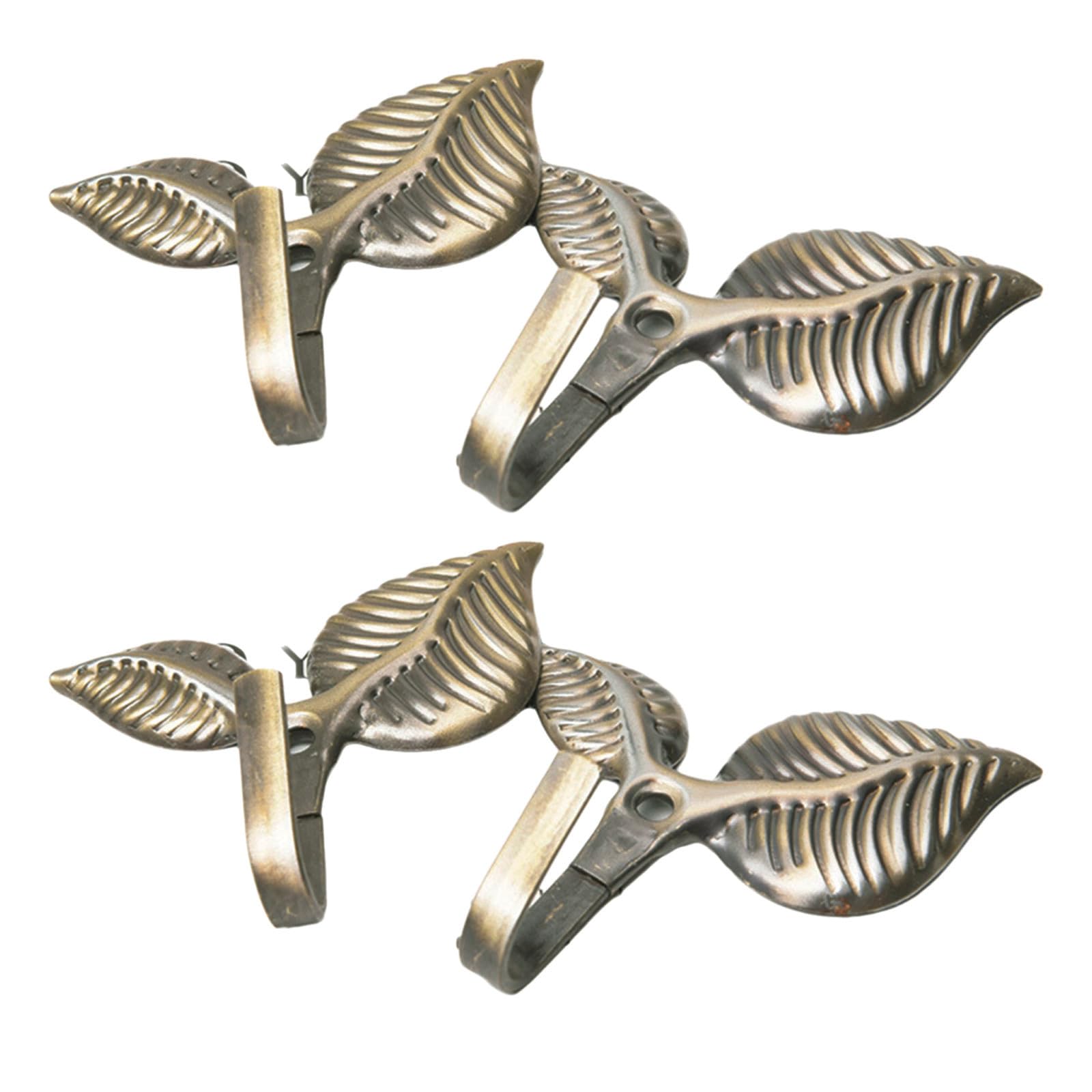 Maxtonser 4pcs Curtain Tieback Hooks, Vintage Leaf-shape Curtain Holdbacks Hooks Wall Mounted Drapery Tieback Towel Hook Hanger