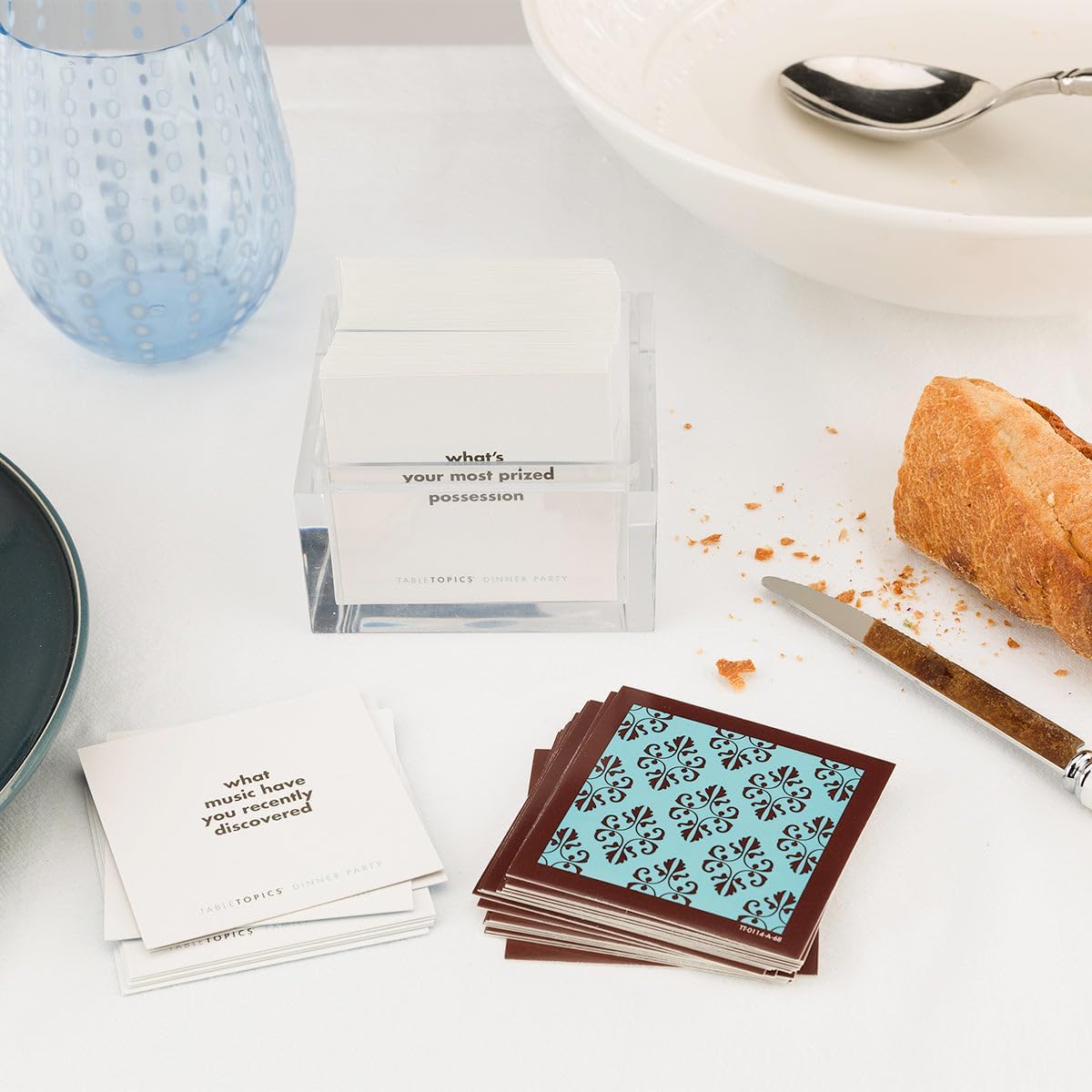 TableTopics Dinner Party Question Card Game - 135 Entertaining Conversation Starter Cards for Dinner Table with Adult Friends, Getting to Know You Game.