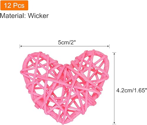 Miniatura 2 de MECCANIXITY 12 piezas de jarrón de ratán en forma de corazón de ratán natural para decoración del día de San Valentín, decoración del hogar, boda,