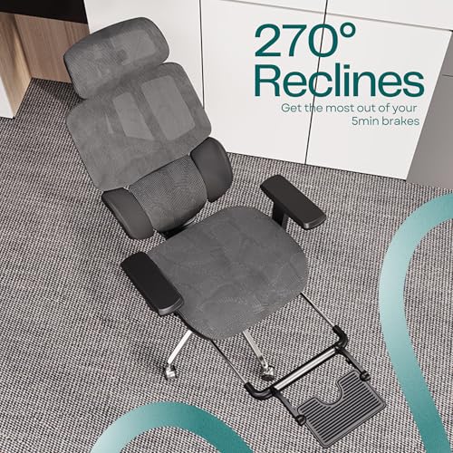 Image of Duramont Ergonomic Office Chair with Footrest - High Back Adjustable 3D Armrests Headrest Breathable Mesh Desk Chair with Lumbar Support Executive Comfortable Long Hours Work Study Chair