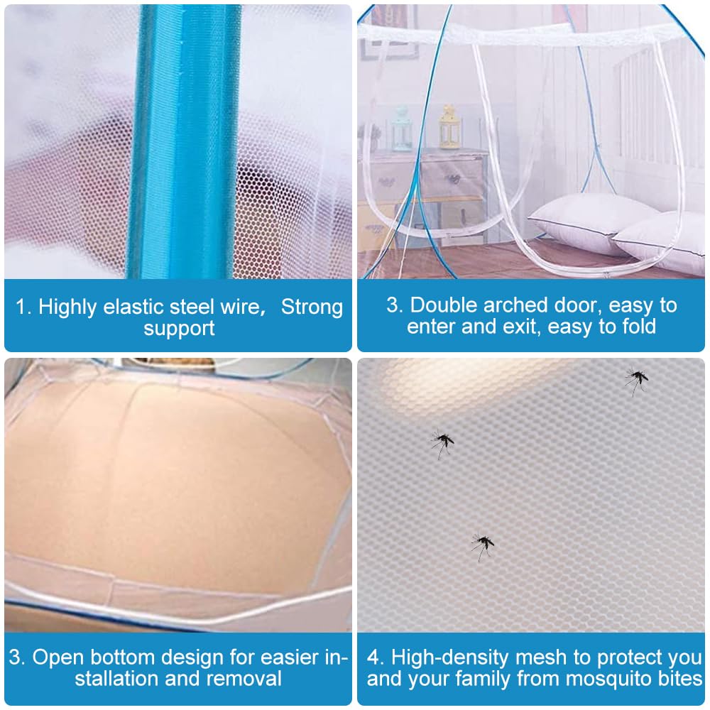 Zanzariera Pop Up Per Letto Matrimoniale 180x200 Cm | Doppia Porta, Pieghevole E Traspirante | Ideale Per Camera E Viaggi - Foto 7