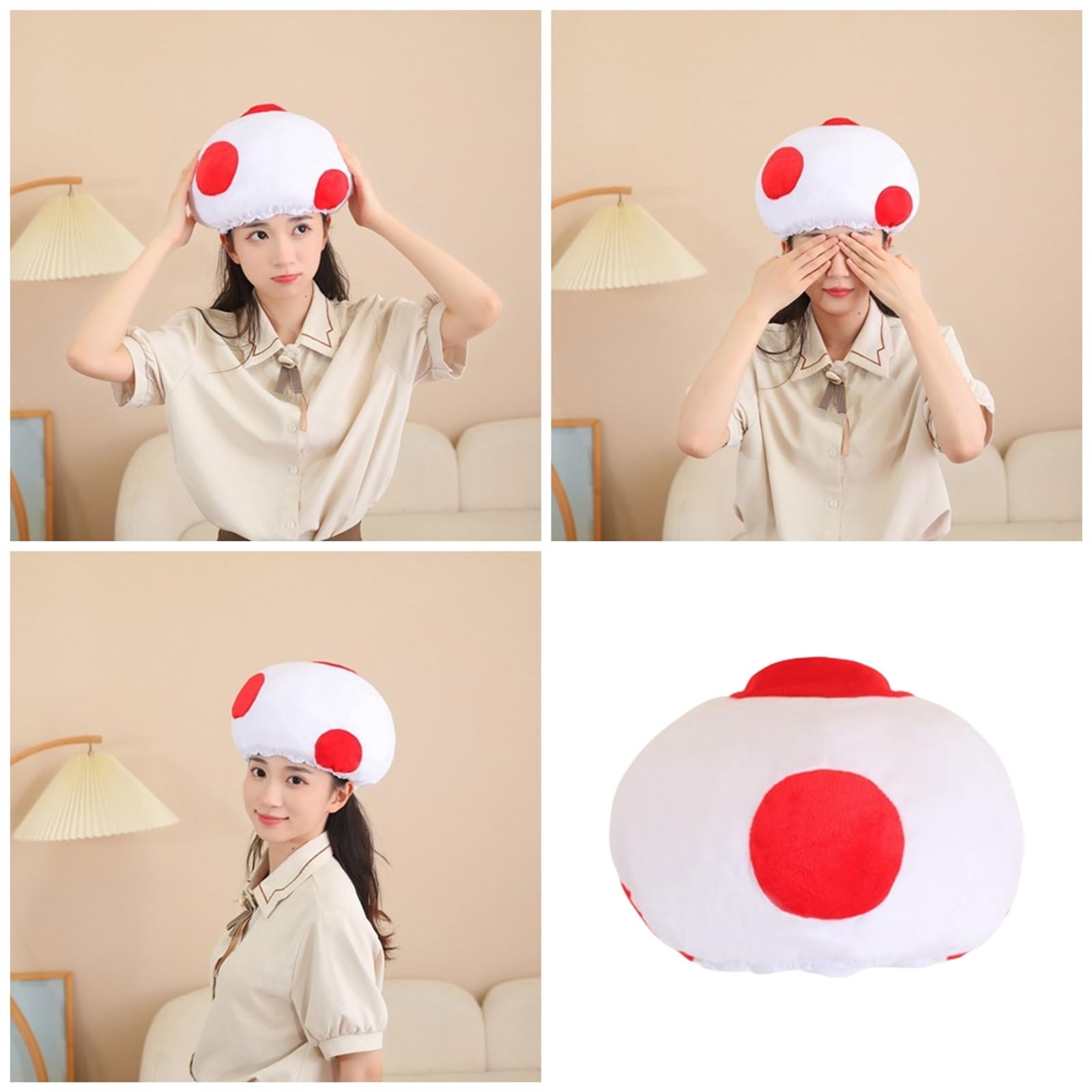 jiingekk Funny Cotton Mushroom Hat Unisex Headgear For Halloween Cosplay Event Fashion Cartoon Headwear Bucket Hat For Party