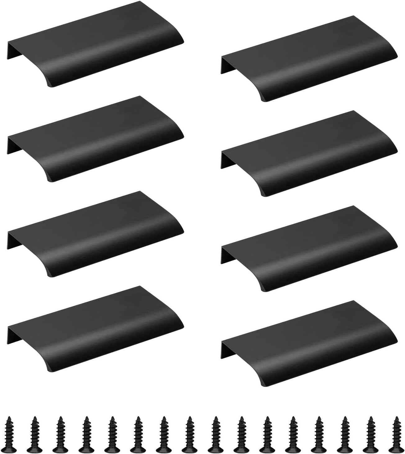 Morobor Black 8 Pack Modern Style Finger Edge Pull Furniture Drawer Handles Hidden Cabinet Kitchen Drawer Handles Knobs, 120Mm