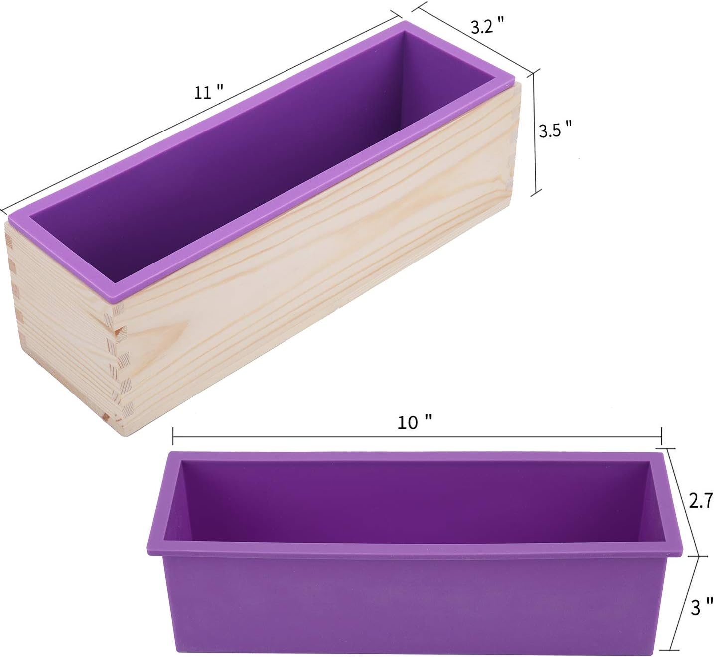 Lawei 2 Pack Silicone Soap Molds Kit - 42 oz Loaf Soap Molds with Wood Box and 2 Cutters, Soap Making Molds : Arts, Crafts & Sewing