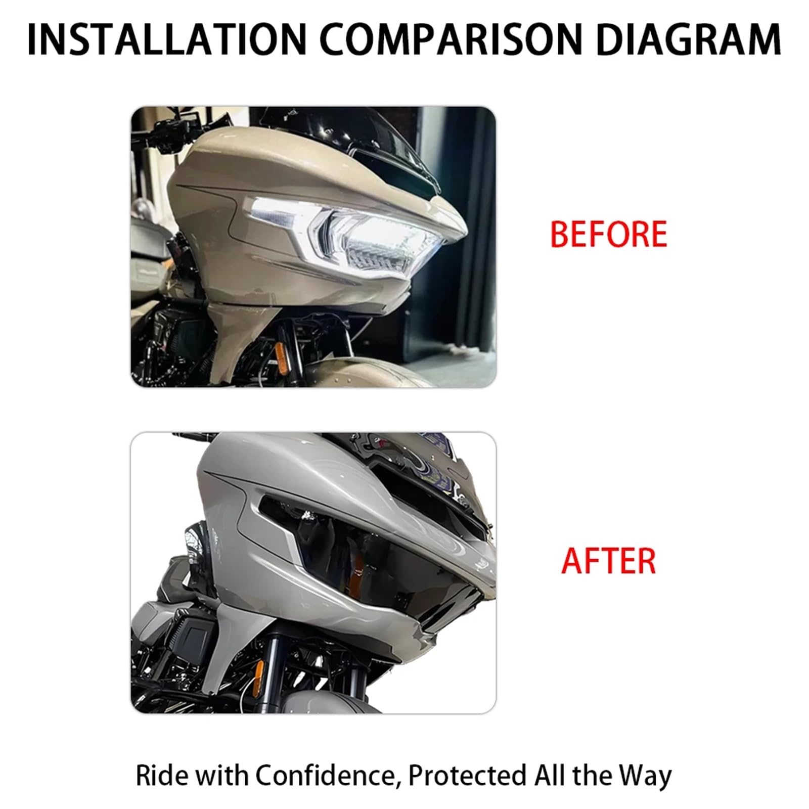 Carenatura Anteriore Accessori Misura Per Harley CVO Road Glide ST 117 121 FLTRXSE 2023-2025 Faro Del Motociclo Copertura Della Protezione Della Carenatura Copertura Protettiva Carenatura(Black)
