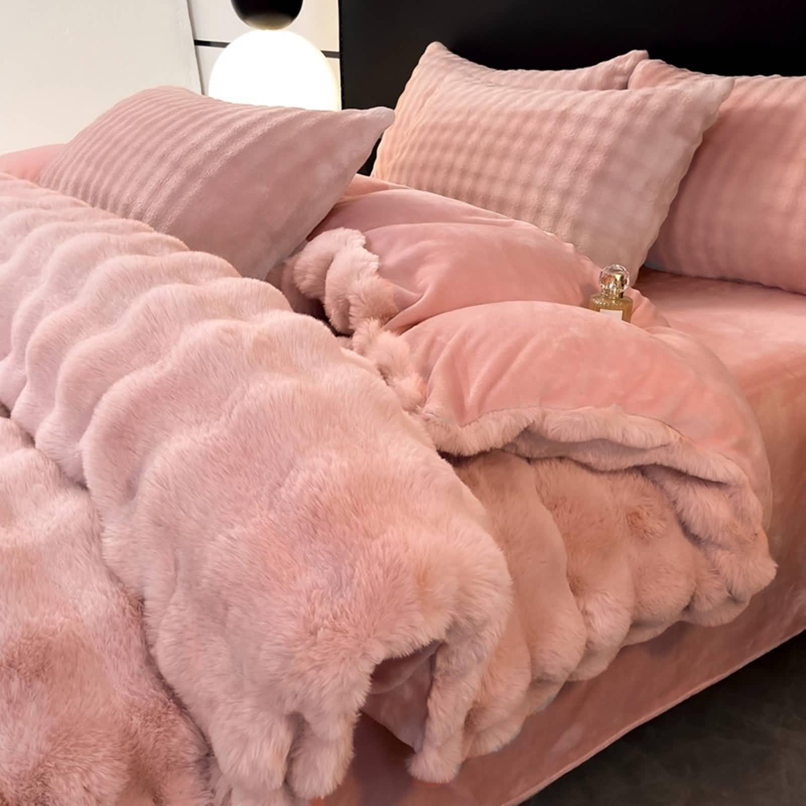 Zestaw pościeli 4 sztuki łóżka 150, poszwa na kołdrę 200x230cm, prześcieradło z gumką 150x200cm i 2 poszewki na poduszki, jednolity kolor, miękki poliester, różowy