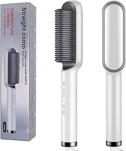 AceJoy Cepillo alisador de pelo eléctrico iónico con peine incorporado, 5 ajustes de temperatura y diseño antiarañazos para todo tipo de cabello,