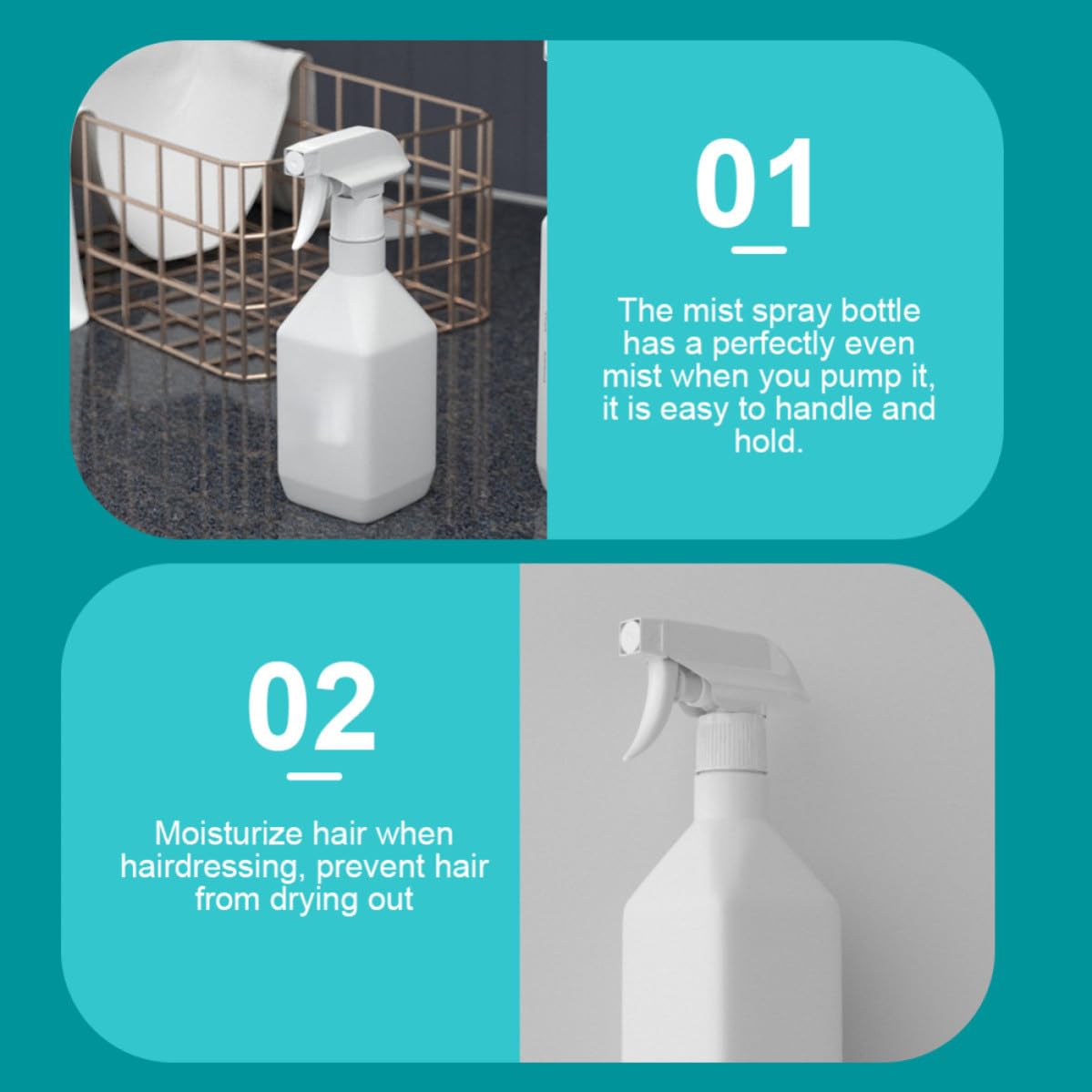 Healeved 2 Pezzi Bottiglie Spray 300ml in Pe per Acqua e Fiori Nebulizzazione Fine e Impugnatura Comoda per Parrucchieri e Bagno