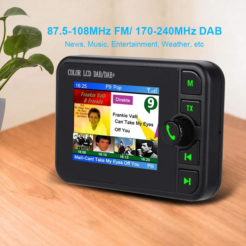 Adattatore per radio DAB per auto - LCD 2.4 pollici - Supporto DAB 170-240MHz / FM 87.5-108MHz - Compatibile con trasmettitore DAB