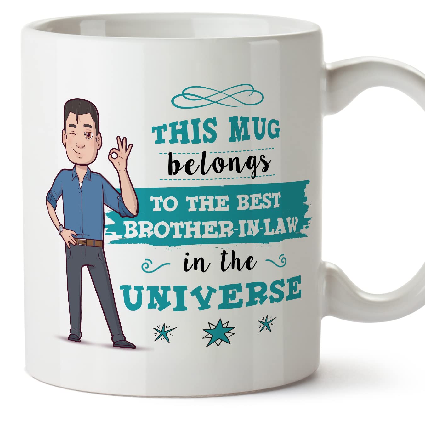 MUGFFINS Brother in Law Mug - in English - Best Family in The Universe - Funny Gift - Ceramic 11oz Mug