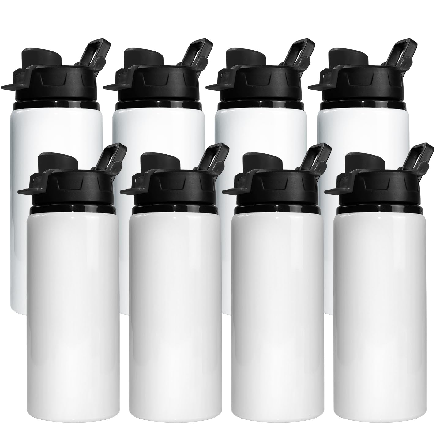 MR.R 8 pack 20oz sublimazione spazi vuoti colore nero tappo grande bocca alluminio sport acquatico bottiglia 600ml