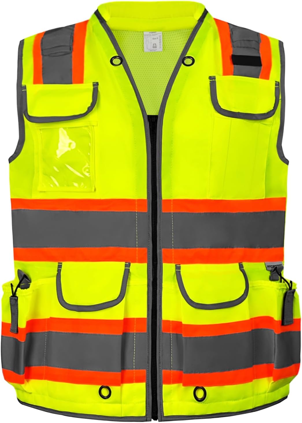 HYCOPROT Reflective Safety Vest Class 2 High Visibility Heavy Duty Construction Vest with Padded Neck,Meet ANSI/ISEA Standard