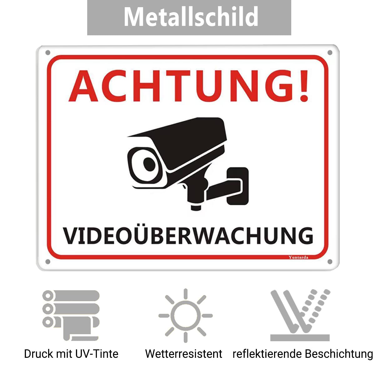 Cartello Area Videosorvegliata 25x18cm - Alluminio Riflettente Per Esterno