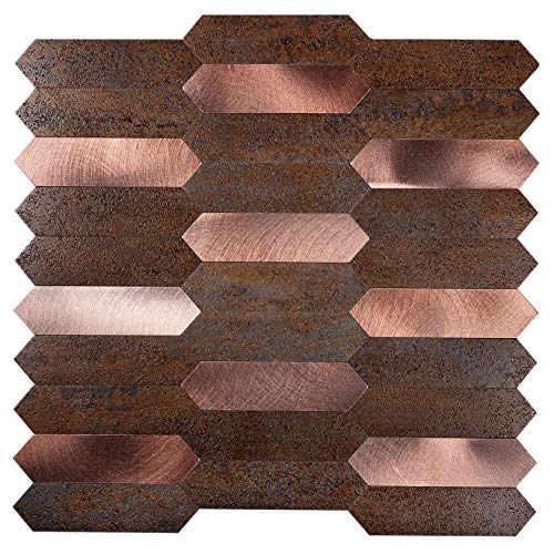 Peel & Stick Backsplash Wall Tile. 10 Brown & Copper