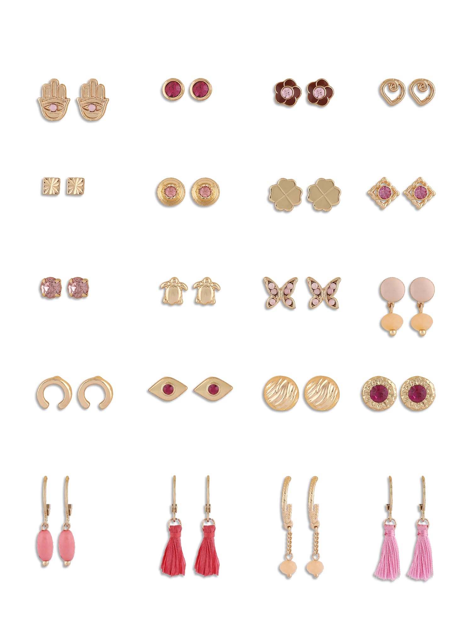 Zaveri Pearls Set of 20 Gold Tone Classy Contemporary Studs Drops & Semi Hoops Earring For Women-ZPFK16692 (B0CKZCCY65) Amazon Price History, Amazon Price Tracker