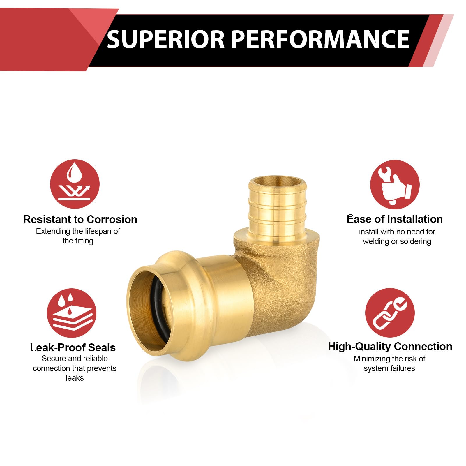 EFIELD - Prensa de 3/4 pulgadas x 3/4 pulgadas PEX B, accesorios de latón para conexión de tuberías de cobre y Pex (paquete de 5)
