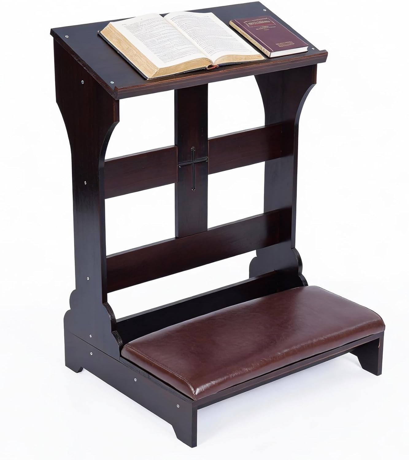 Prayer Bench Kneeler, Solid Pine Wood Kneeling Bench with Cushion for Home and Church, Durable Comfortable Prayer Altar Stool for Catholic Christian Worship