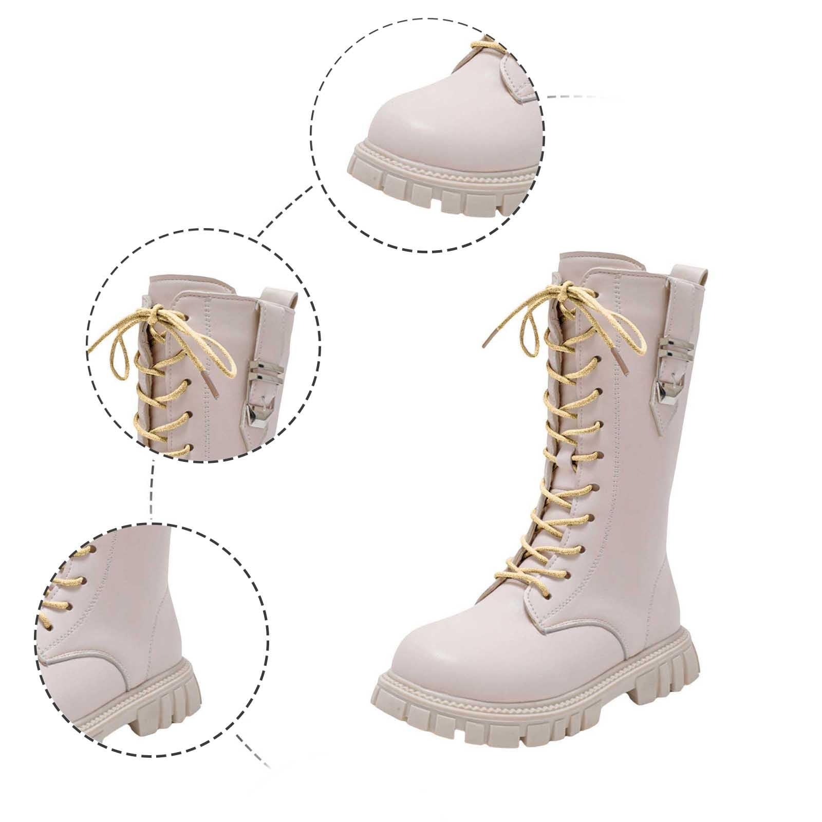 Générique Bottes et Bottines Fille de Cowboy à Lacets Botte de Combat Punk Gothique Bottine avec Fermeture Éclair Confortables à Bout Rond Antidérapant Mode Chaussures Enfants pour les Looks à Thème