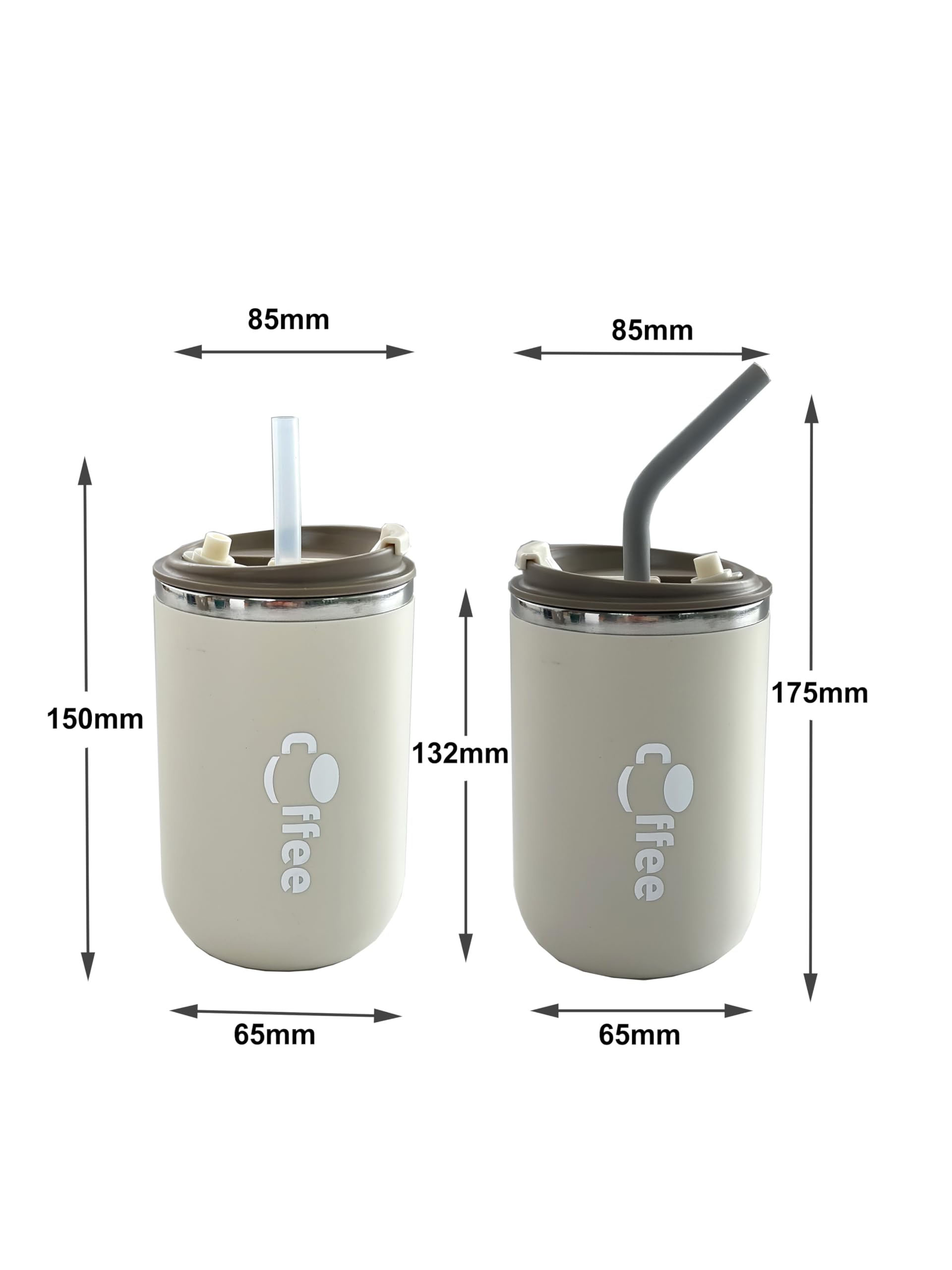 LINDACA 480ML Double Wall Stainless Steel Office Coffee Cup with Leakproof Lid/Resuable Travel Coffee Tea Mug for Hot and Cold Drinking with Two Straws (Cream White) - Image 4
