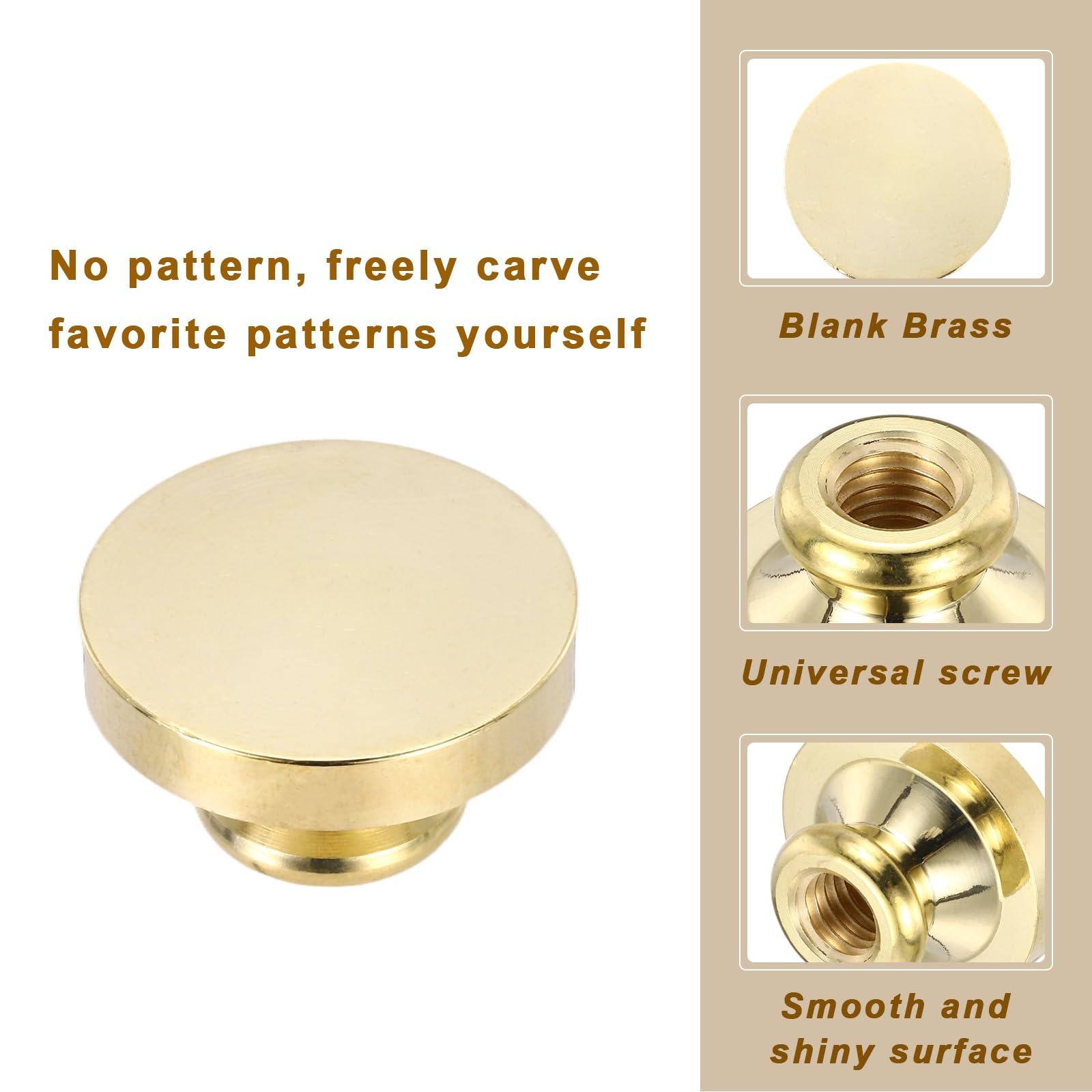 PATIKIL 25mm Blank Wax Seal Stamp, 4 Pack Round Sealing Wax Stamp Vintage Retro Brass Head for Envelope Invitation Cards - Image 4