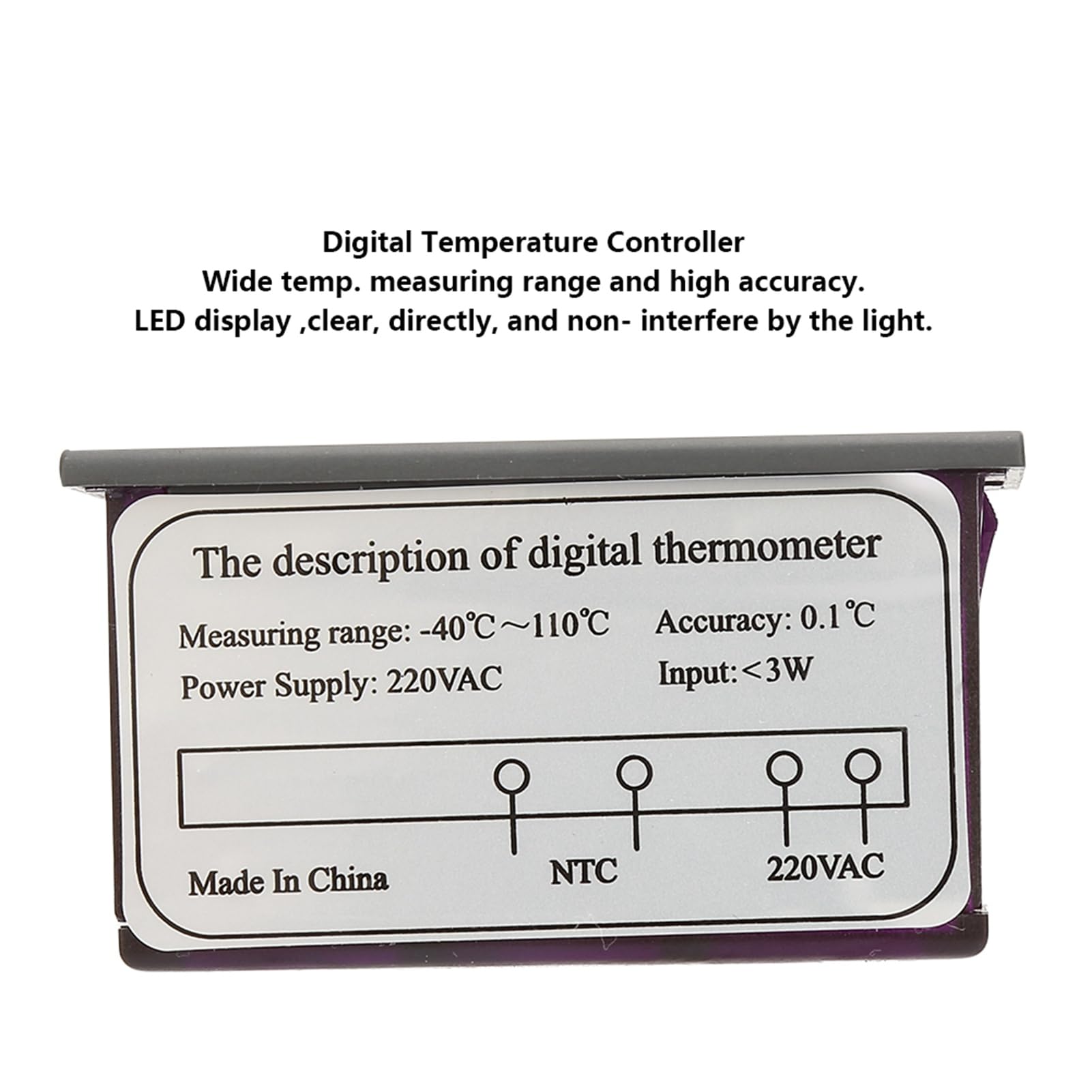 TPM‑900 Contrôleur de Température Numérique 220 V Panneau LED avec Capteur Contrôleur de Thermostat Moniteur de Température Numérique de Chauffage et de Refroidissement