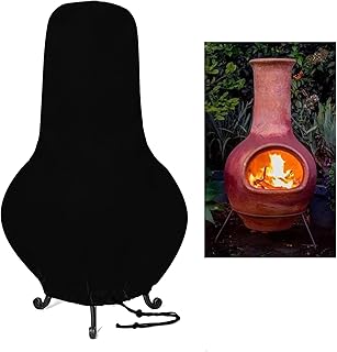 JK-GMTE Protective Fire Pit Heater Cover，Waterproof Chiminea Covers, Outdoor Patio Chiminea Covers, Chiminea Caps for Clay Chiminea (Large Size Black)