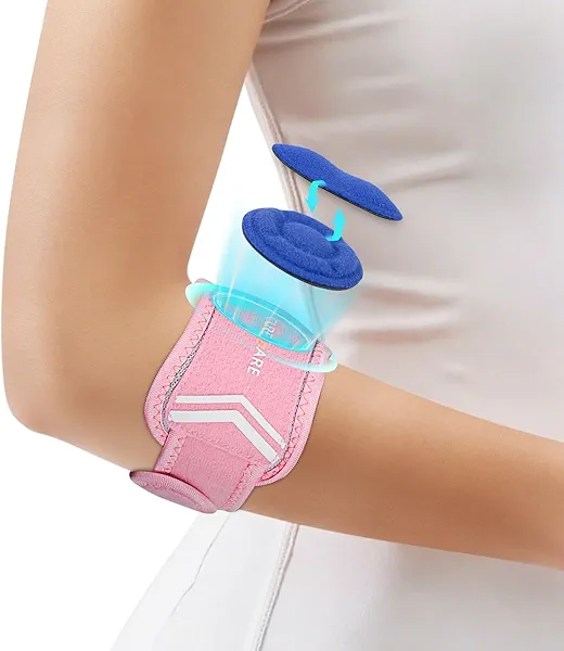CURECARE Elbow Brace for Tennis & Golfers Pain Relief, 2025 New Updated Tennis Elbow Strap with Breathable Fabric, All Day Comfort Tendonitis Elbow Brace for Sports and Daily Life (Pink)