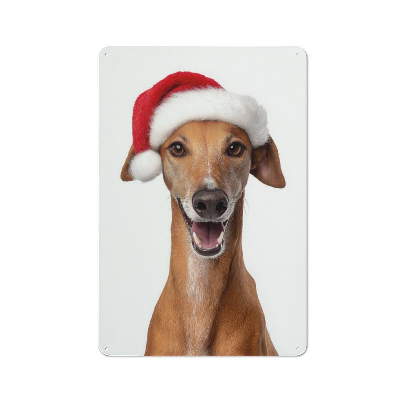 Junmoney Azawakh Dog With Santa Hat Portrait Rustic Metal Sign 30X20cm For Kitchen Or Home Bar, Gift For Kitchen Decor Lovers During The Christmas Season