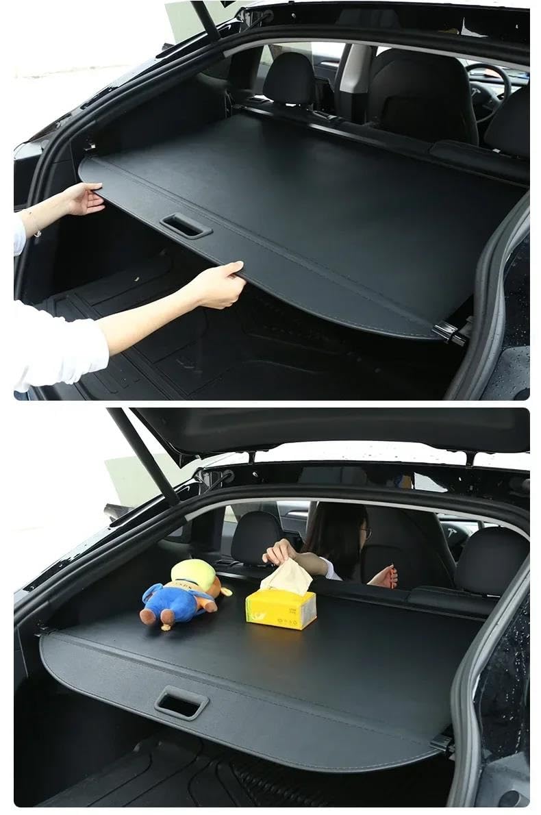 Tronco Cappelliera Coperchi Copertura per Bagagliaio Posteriore per Tesla per Model Y 2020-2024 Tenda Divisoria Oscurante Accessori di Sicurezza Posteriore Copribagagli(Nero)