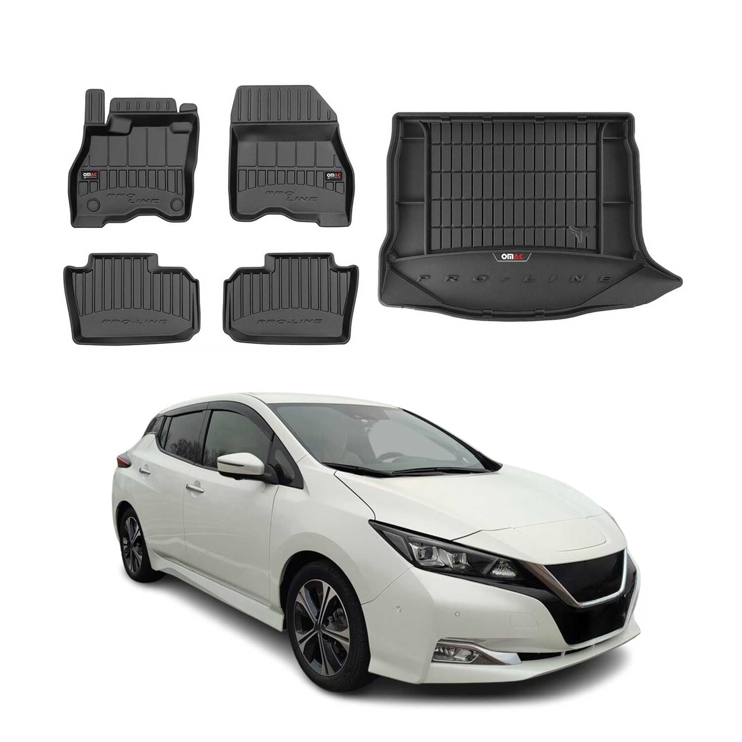 OMAC Fußmatten Kofferraumwanne für Nissan Leaf 2018-2025 Gummi 5X Schwarz