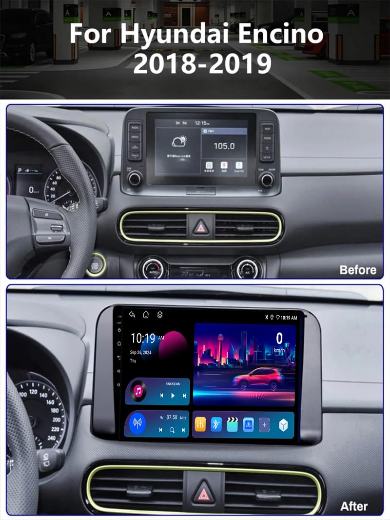 Odtwarzacz samochodowy z Androidem 15, 9-calowym ekranem dotykowym, nawigacja GPS Dla Hyundai Encino Kona 2018-2019 Radio samochodowe, akcesoria samochodowe, obsługa sterowan HM602 4 Core Wifi 1+32GB