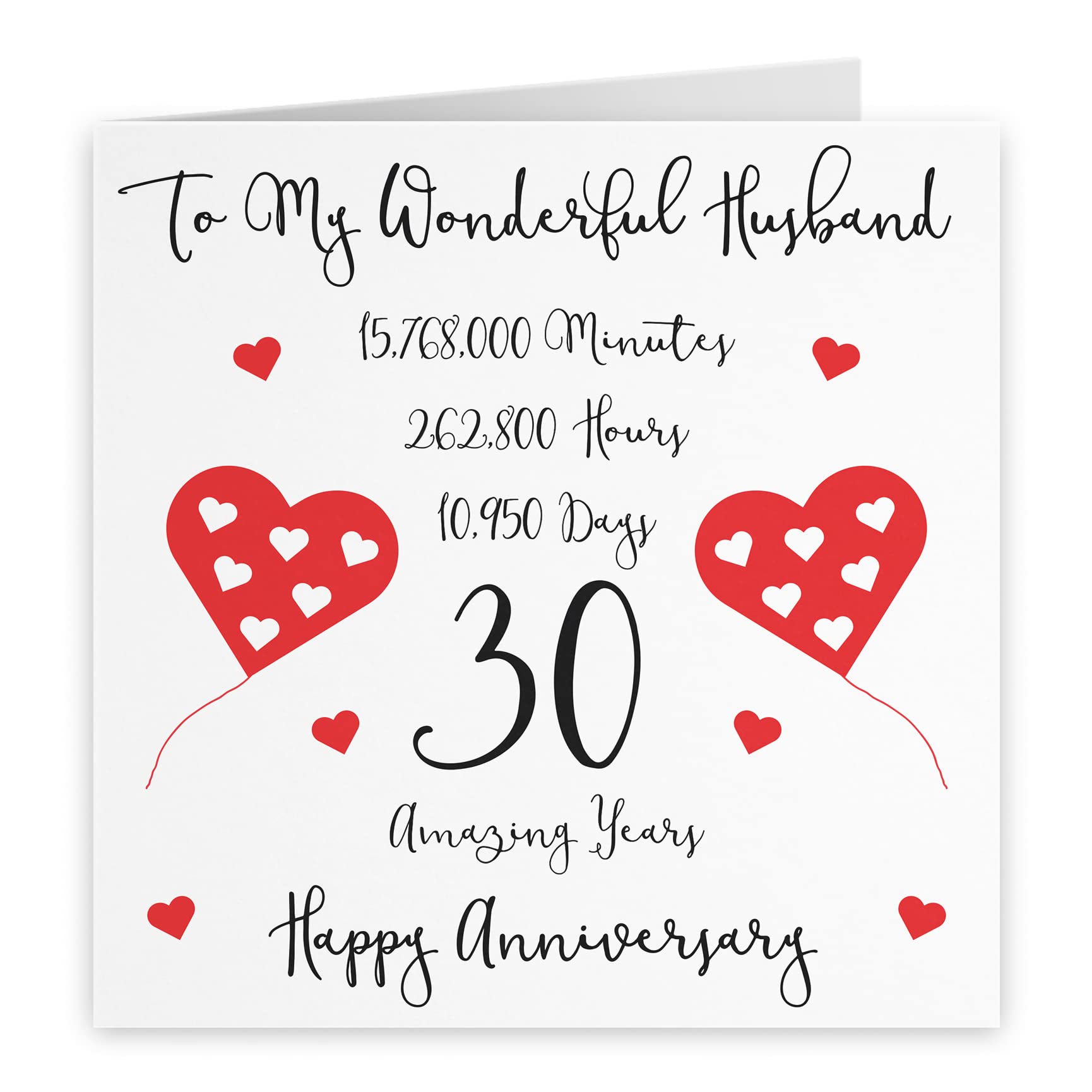 Hunts England - Romantic Husband 30th Wedding Anniversary Card - To My Wonderful Husband - 30 Amazing Years - Timeless Collection - Image 2