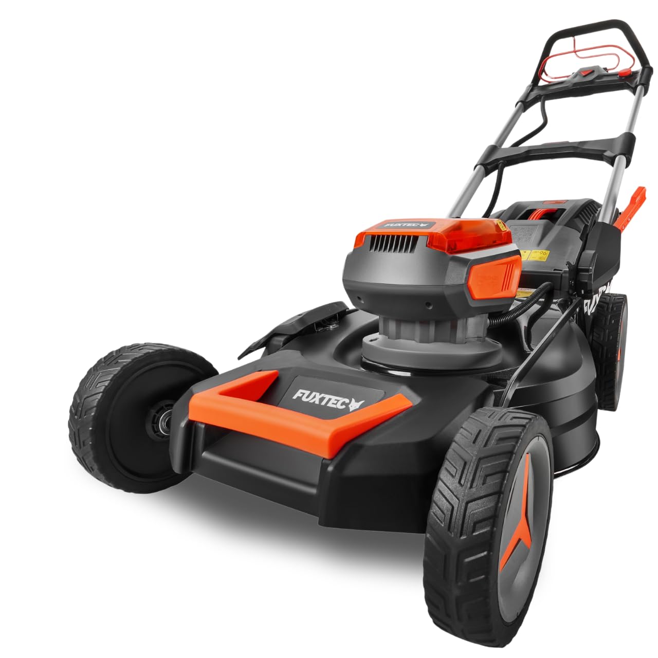 FUXTEC 4in1 Cortacésped a Batería 40V (2x20V) FX-E2RM51 - Incluye 2 Baterías Li-Ion 20V 4Ah y Cargador Doble - Corte 51 cm, Altura 30-90 mm, Recogedor 50L, Función Mulching y Expulsión Lateral