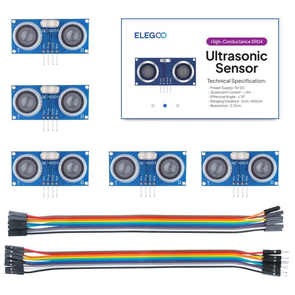 ELEGOO 5PCS HC-SR04 Ultrasonic Module Distance Sensor Kit